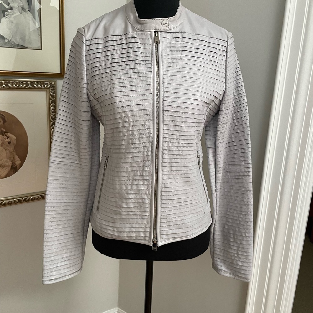 Leather Jacket by La Marque. Light grey NWOT